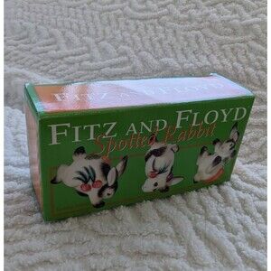 Fitz & Floyd Spotted Tumbling Rabbits Figurine Set of 3 – approx. 3″ tall